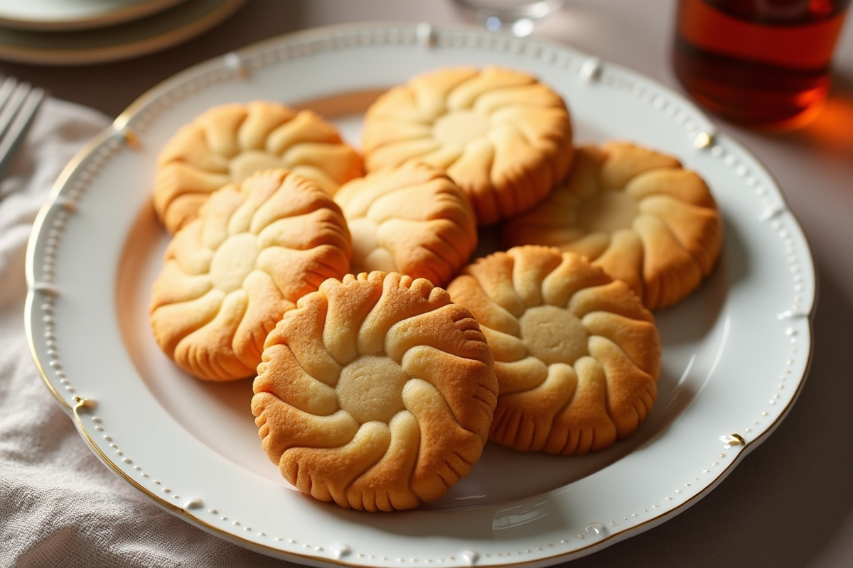 Assortiment de biscuits dacquois sur une assiette lumineuse