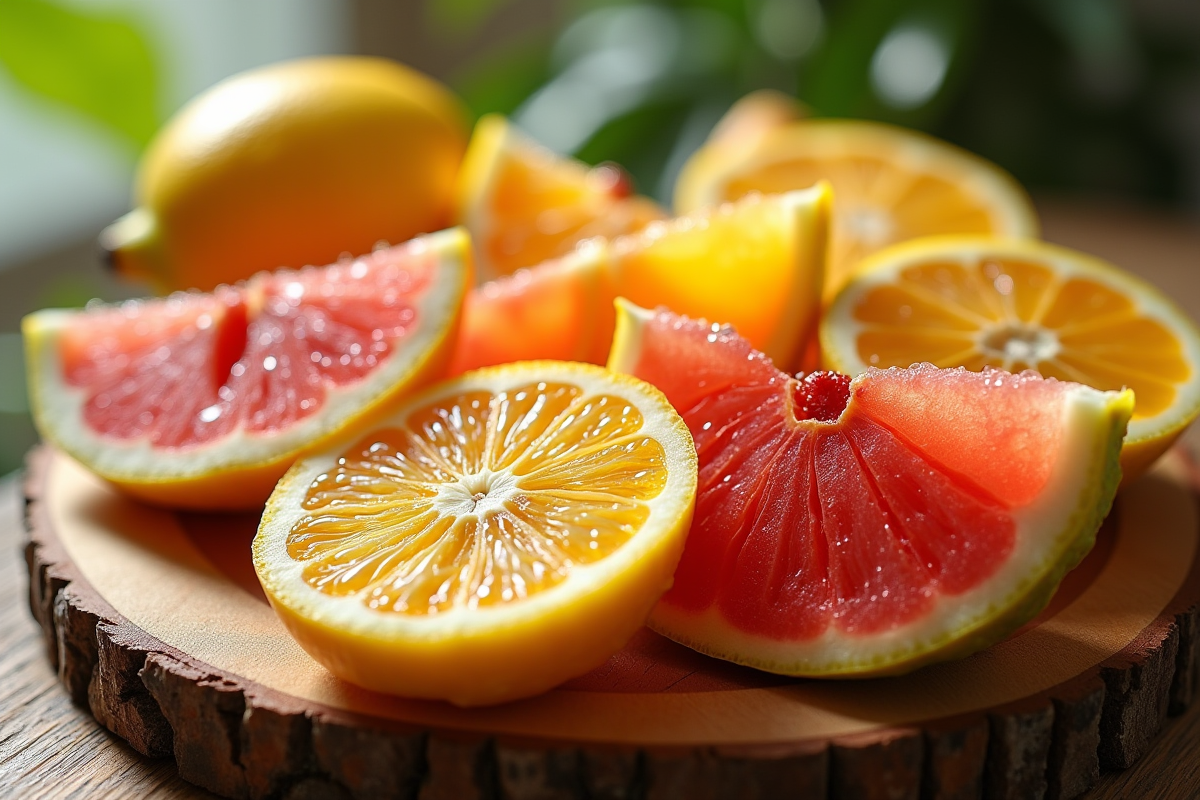 Assortiment de fruits riches en vitamine C fraîchement tranchés
