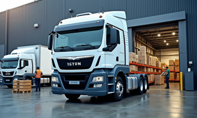 Camion 15 tonnes au chargement dans un entrepôt moderne
