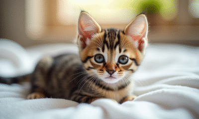 Chaton tabby jouant dans la lumière naturelle