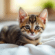 Chaton tabby jouant dans la lumière naturelle