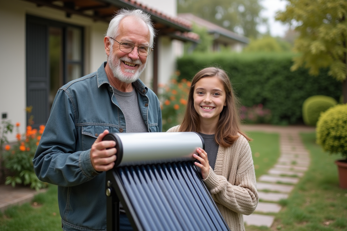 Un homme âgé et une jeune fille près d