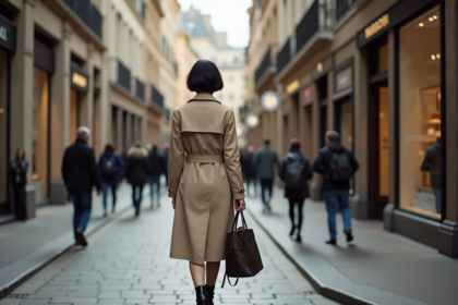 Jeune femme élégante dans une rue européenne mode