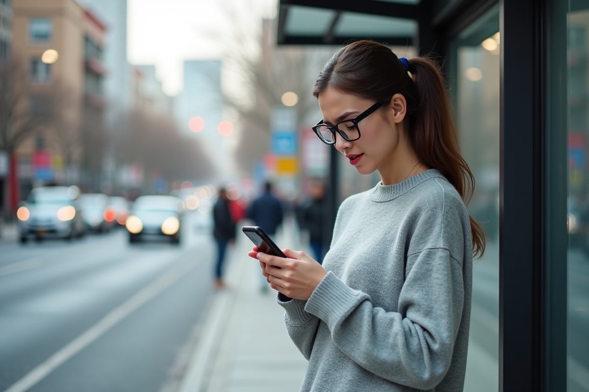 Jeune femme regardant son smartphone à l