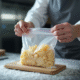 Chef plaçant des tranches de foie gras dans un sac sous vide