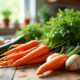 Vaste sélection de légumes frais en V sur une table en bois
