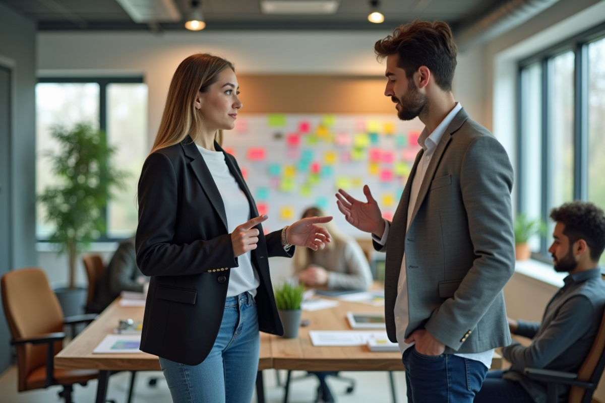 Jeune femme UX présentant des wireframes à une équipe